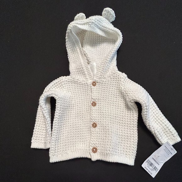 CARTERS NEWBORN KIDS' HOODIE TOP WITH EARS WHITE - Picture 1 of 5